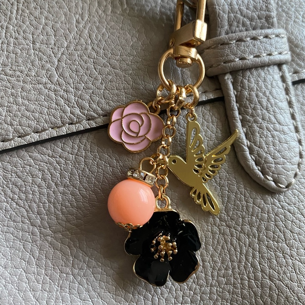 Hummingbird flower mini purse charm